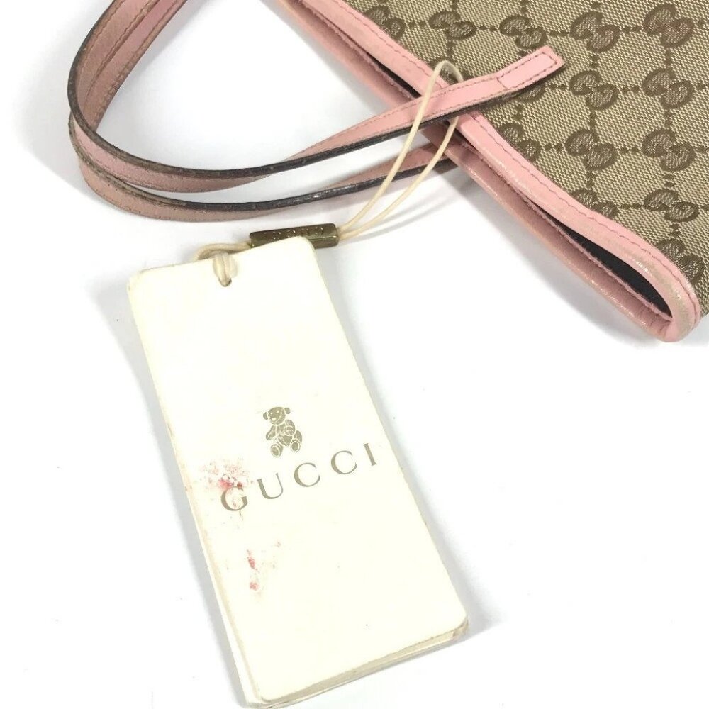 GUCCI 271101 GG Papagallo parrot Tote Bag with Charm Hand Bag pink/Beige - Picture 7 of 14